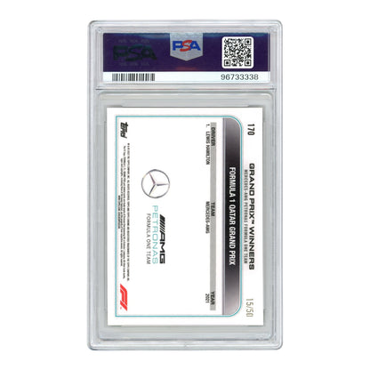 Lewis Hamilton 2022 Topps Chrome F1 Formula 1 Gold Wave Refractor 15/50 #170 PSA 10