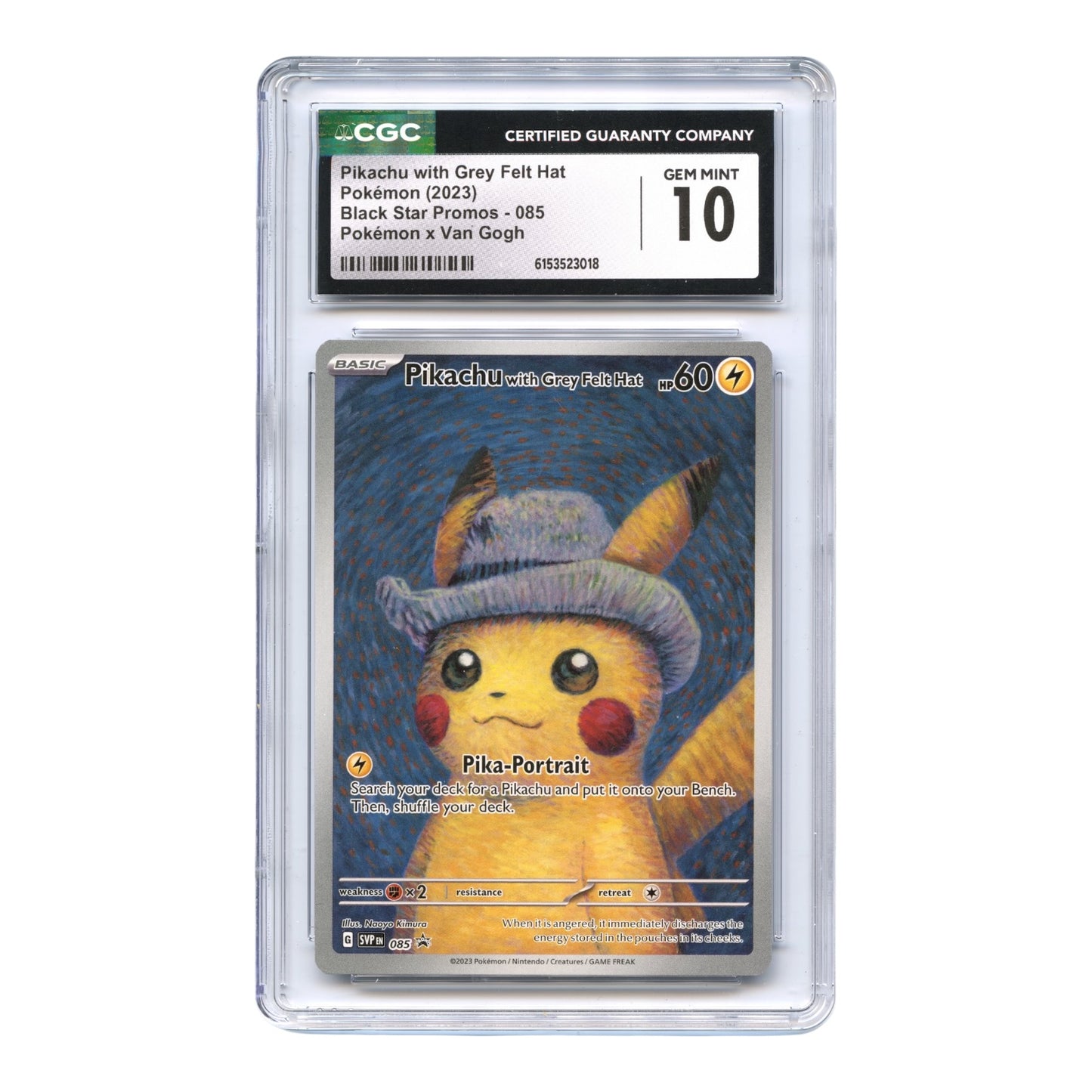Grey Felt Hat Pikachu 2023 Pokemon English Van Gogh Promo #085 CGC 10