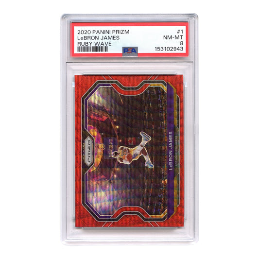 Lebron James 2020-21 Panini Prizm Ruby Wave #1 PSA 8