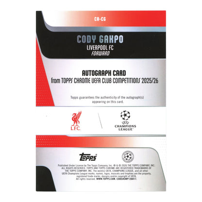 Cody Gakpo 2026 Topps Chrome Soccer UCC Auto 04/10 #CR-CG