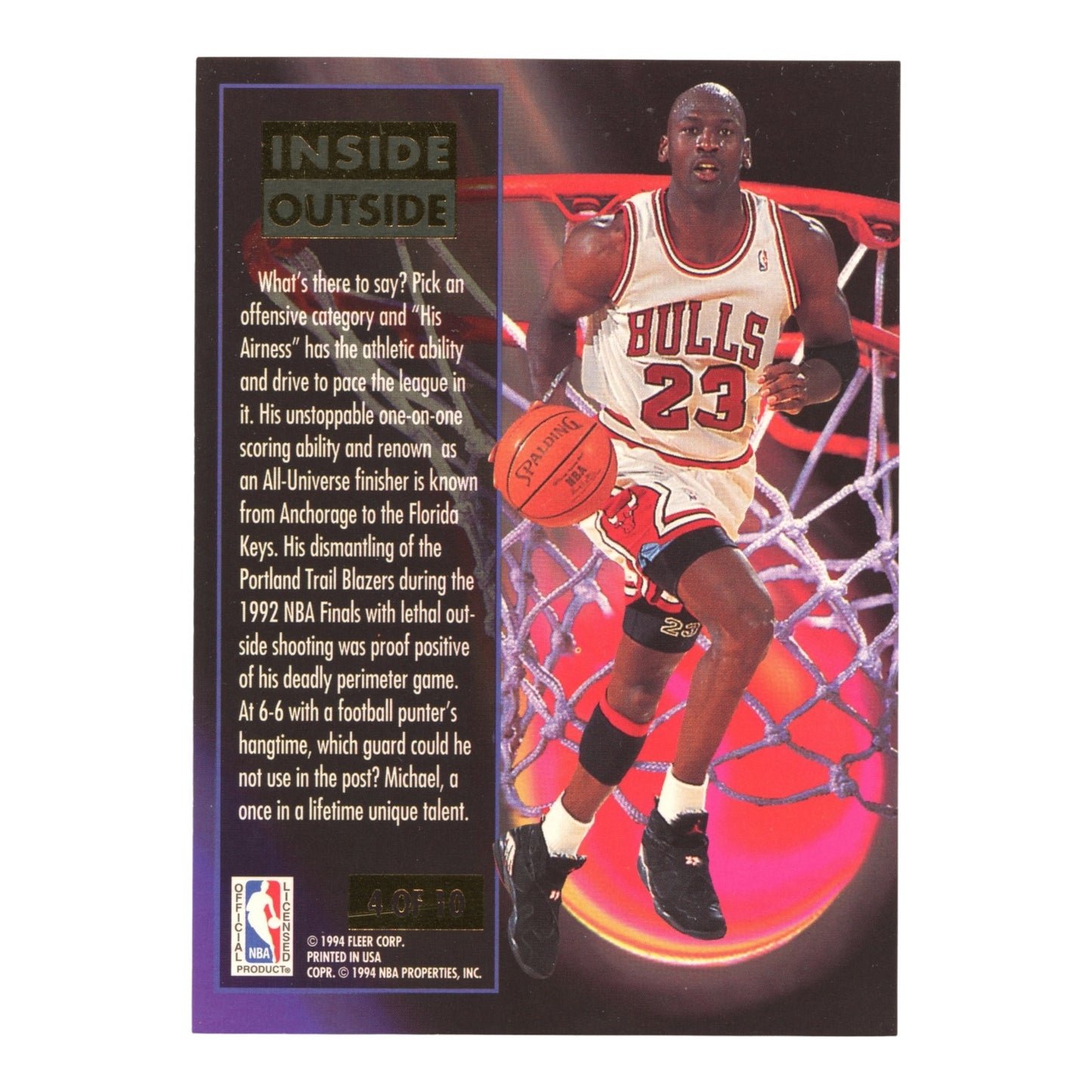 Michael Jordan 1994 Fleer Inside Outside #4