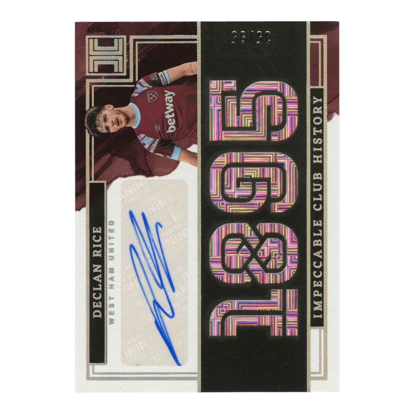 Declan Rice 2022-23 Panini Impeccable English Premier League EPL Club History Auto 35/95 #CH-DR