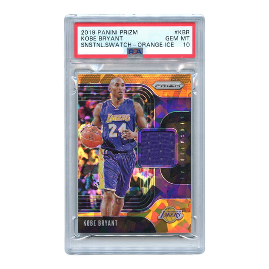 Kobe Bryant 2019 Panini Prizm Sensational Swatch Jersey Orange Ice #KBR PSA 10