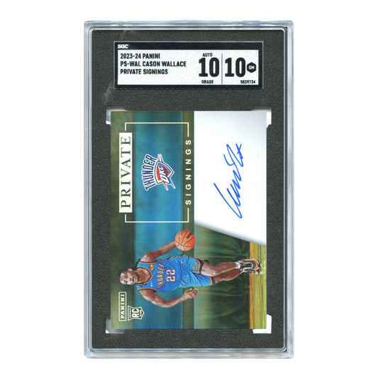 Cason Wallace 2023-24 Panini NBA Hoops Private Signings Rookie RC #PS-WAL SGC 10