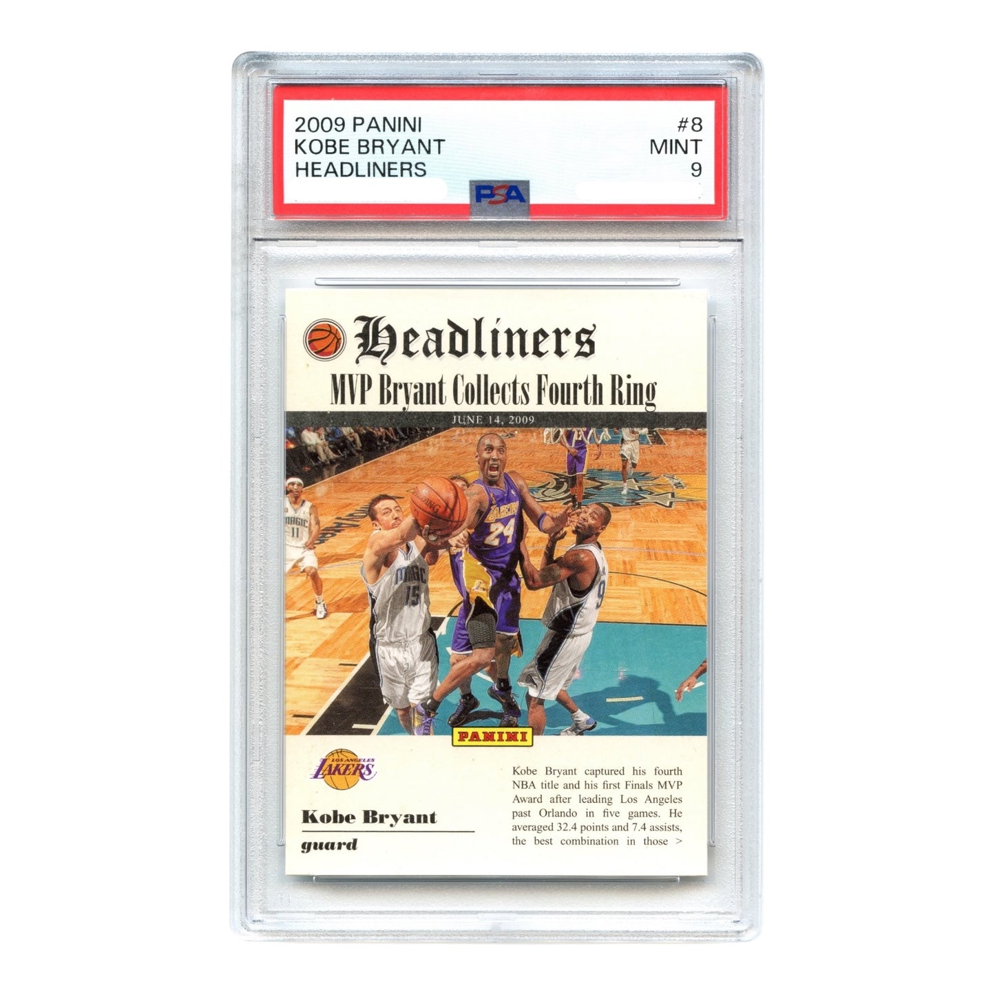 Kobe Bryant 2009 Panini Headliners #8 PSA 9