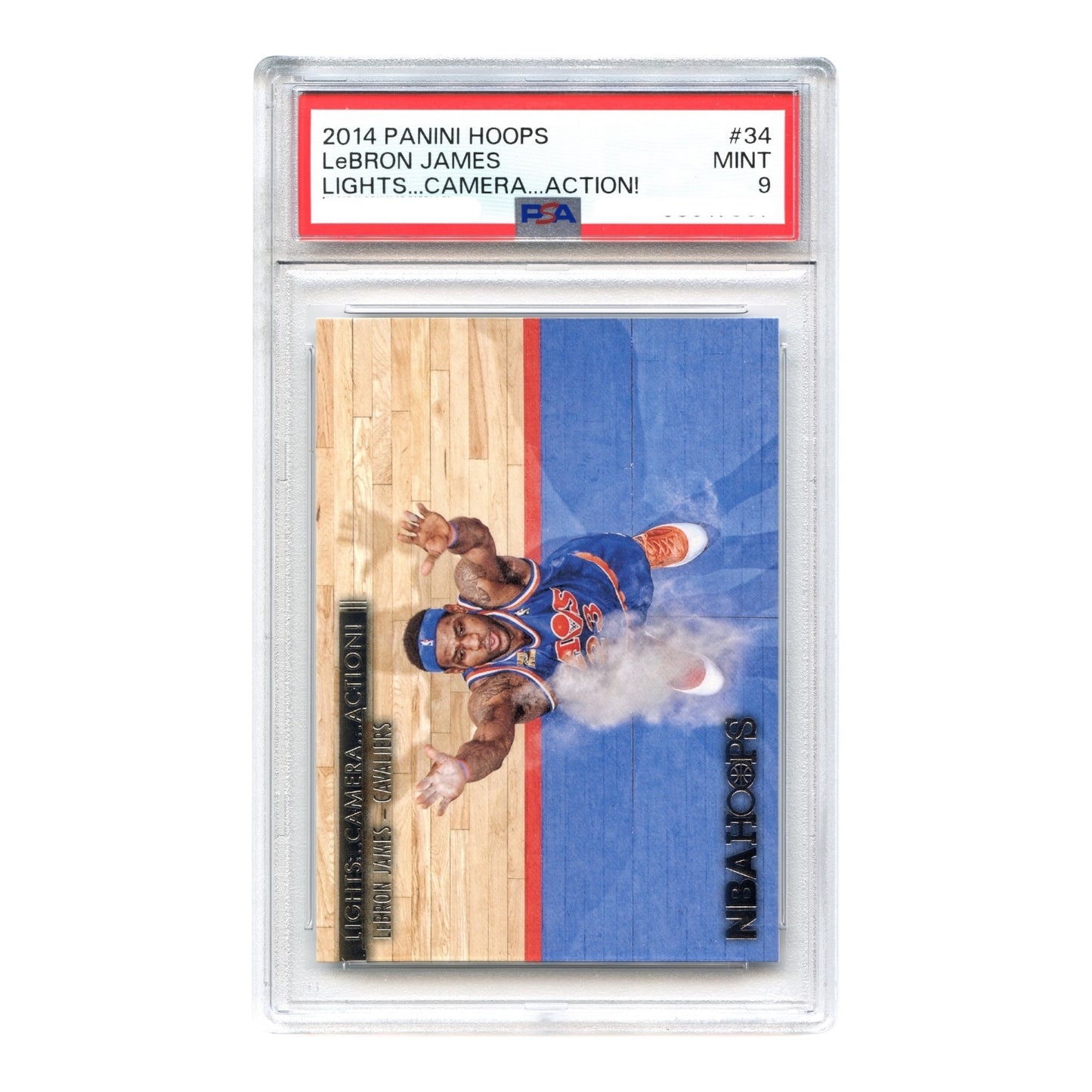 Lebron James 2014 Panini NBA Hoops Lights...Camera...Action! #34 PSA 9