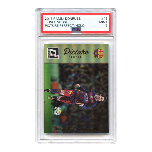 Lionel Messi 2016 Panini Donruss Soccer Picture Perfect Holo #48 PSA 9