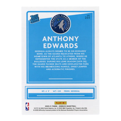Anthony Edwards 2020-21 Panini Donruss Rated Rookie RC Choice #201