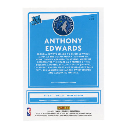 Anthony Edwards 2020-21 Panini Donruss Rated Rookie RC 29/99 #201