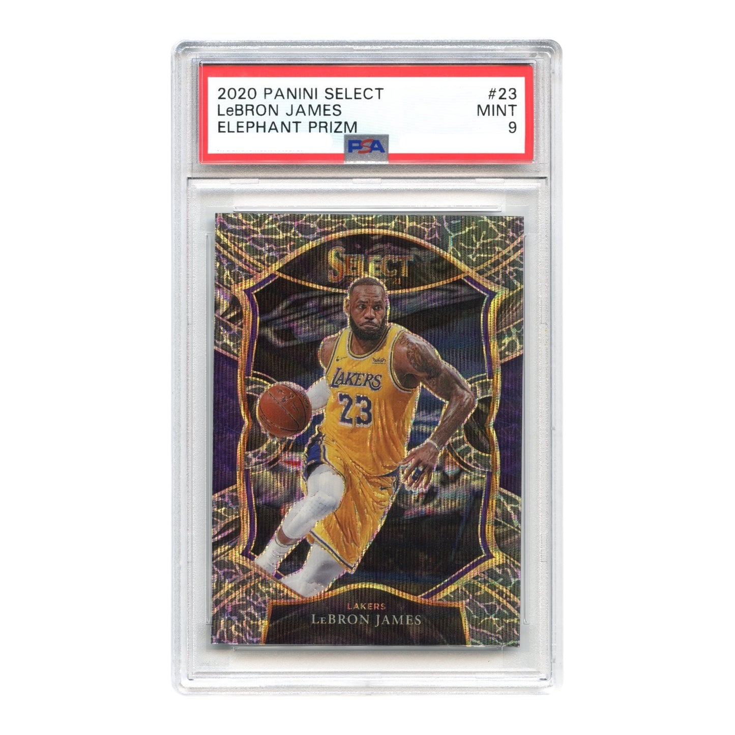 LeBron James 2020 Panini NBA Select Elephant Prizm #23 PSA 9