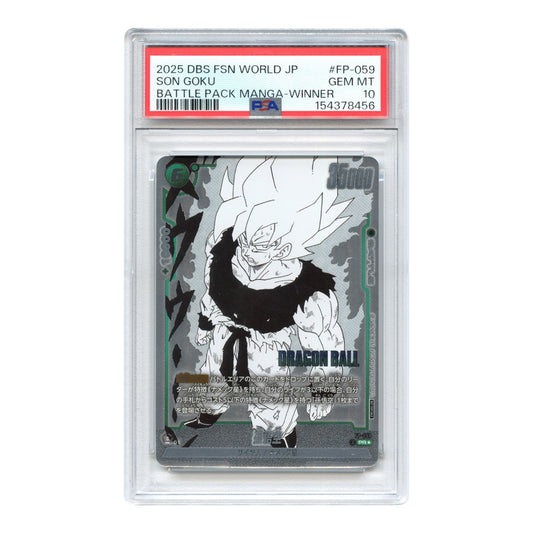 Son Goku 2025 Dragon Ball Japanese Super Card Game Japanese Fusion World Battle Pack Manga Winner #FP-059 PSA 10