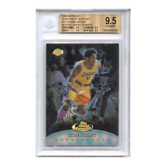 Kobe Bryant 1999-00 Topps Finest Team Finest Blue Refractor Missing Serial Number #TF18 BGS 9.5