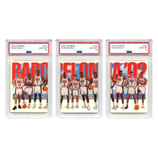 Team USA 1991 Set of 3 SkyBox Basketball #544-46 PSA 10