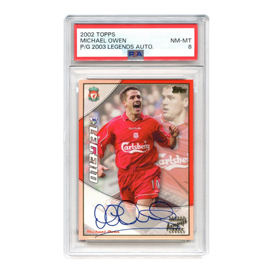Michael Owen 2002 Topps Premier Gold 2003 Legends Autographs PSA 8