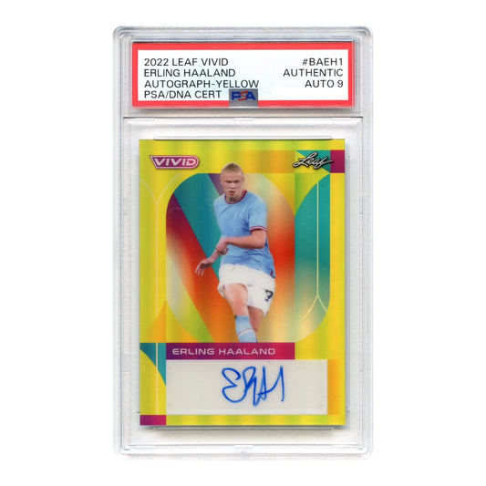 Erling Haaland 2022 Leaf Vivid Autograph Yellow 3/10 #BAEH1 PSA Auto 9
