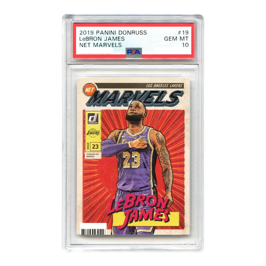 LeBron James 2019 Panini Donruss Net Marvels Lakers #19 PSA 10