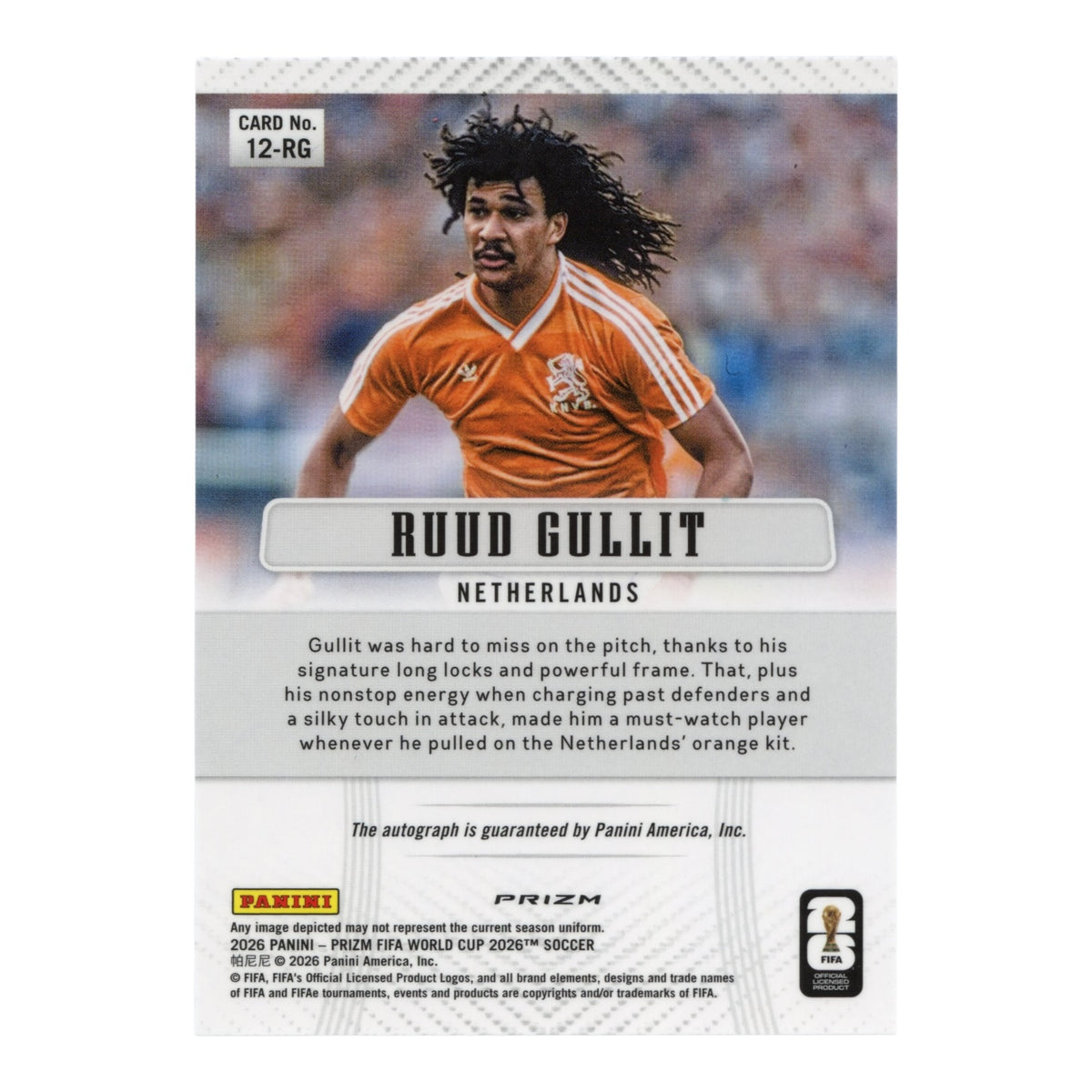 Ruud Gullit 2026 Panini Prizm FIFA World Cup Auto Silver #12-RG