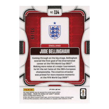 Jude Bellingham 2026 Panini Prizm FIFA World Cup Blue Pulsar 33/49 #114