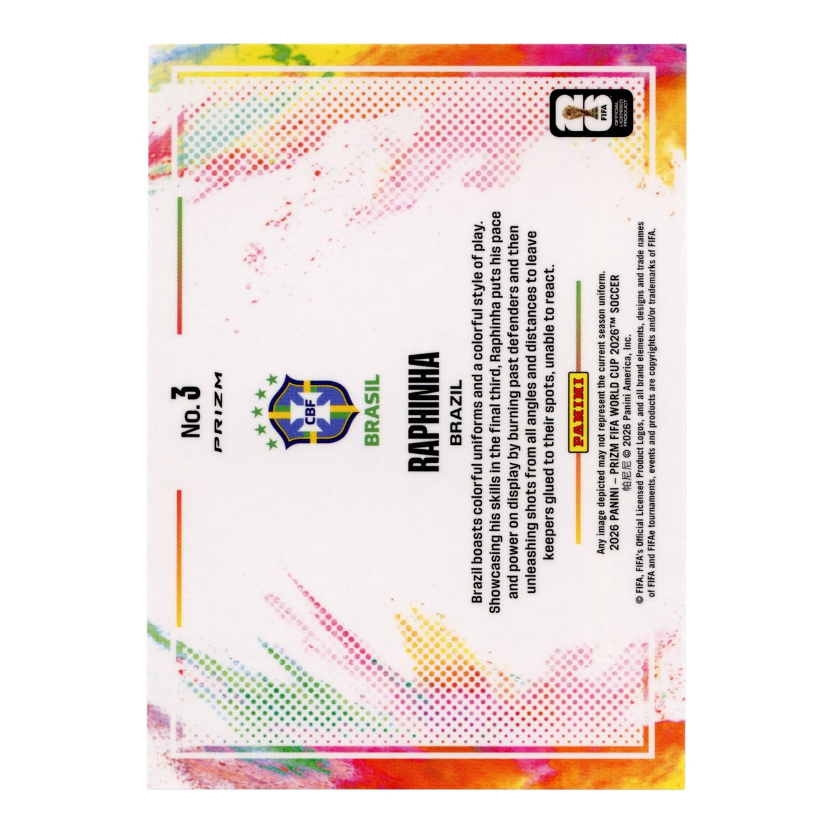 Raphinha 2026 Panini Prizm FIFA World Cup Color Blast #3