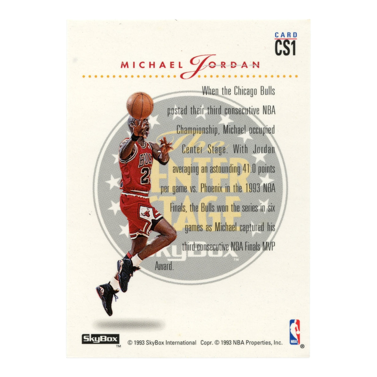 Michael Jordan 1993 SkyBox The Center Stage #CS1