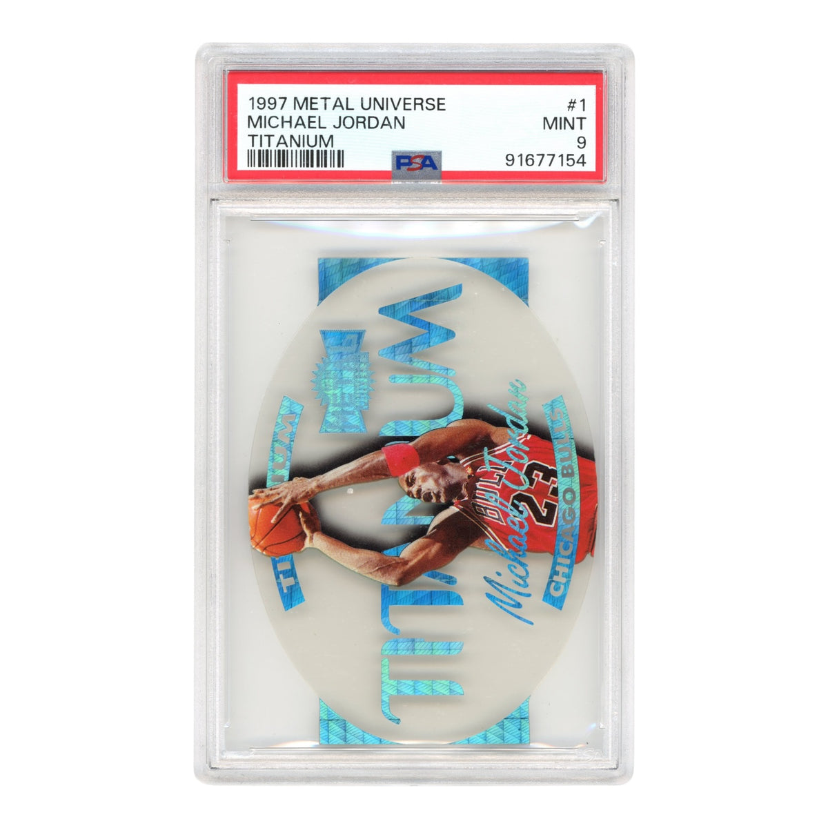 Michael Jordan 1997 Skybox Metal Universe Titanium #1 PSA 9