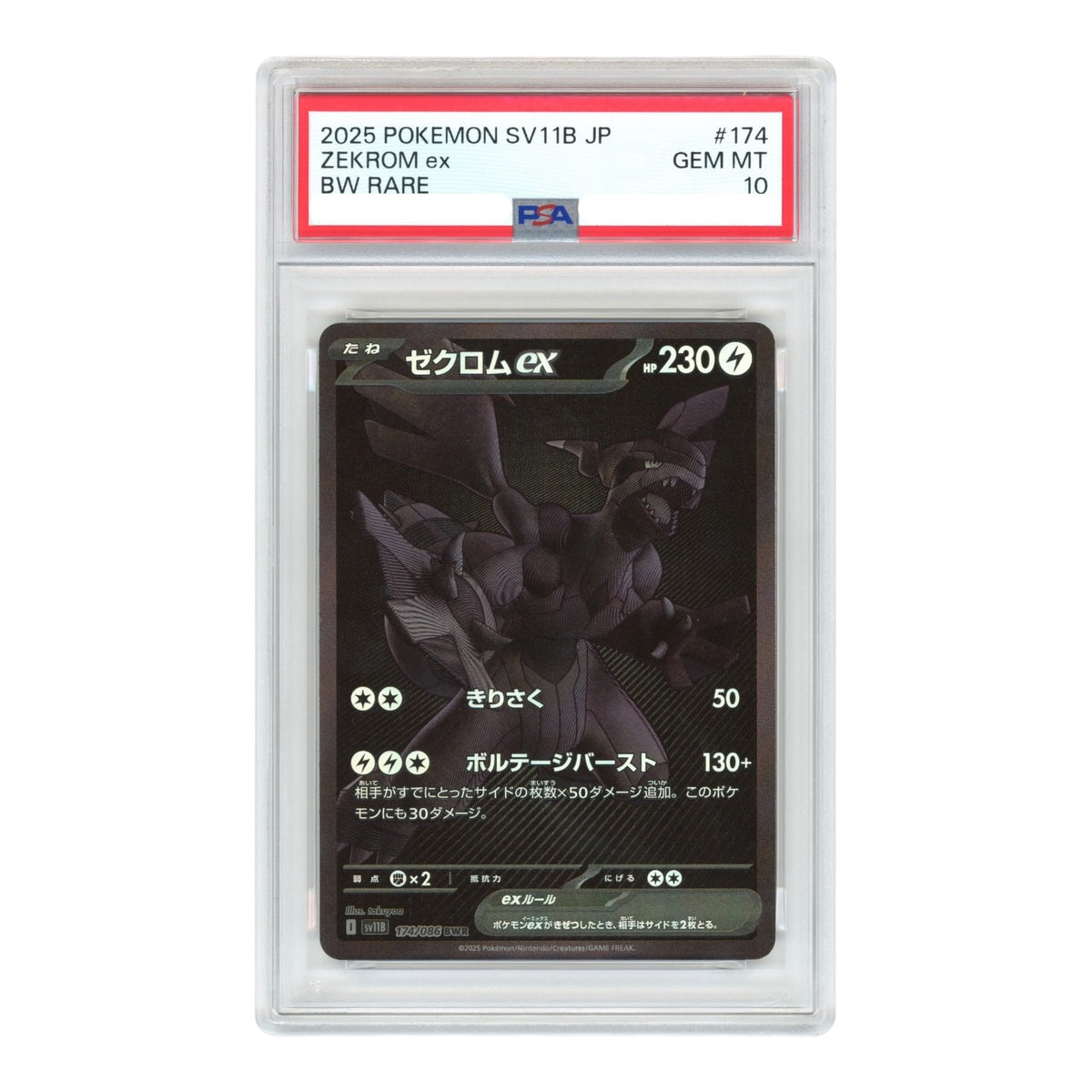 Zekrom ex 2025 Pokemon Japanese Sv11b #174 PSA 10