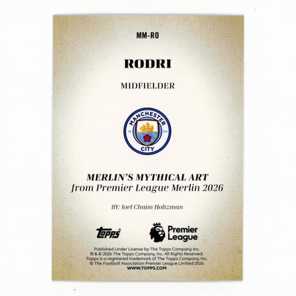 Rodri 2026 Topps Premier League Merlin Mythical Art 12/25 #MM-RO