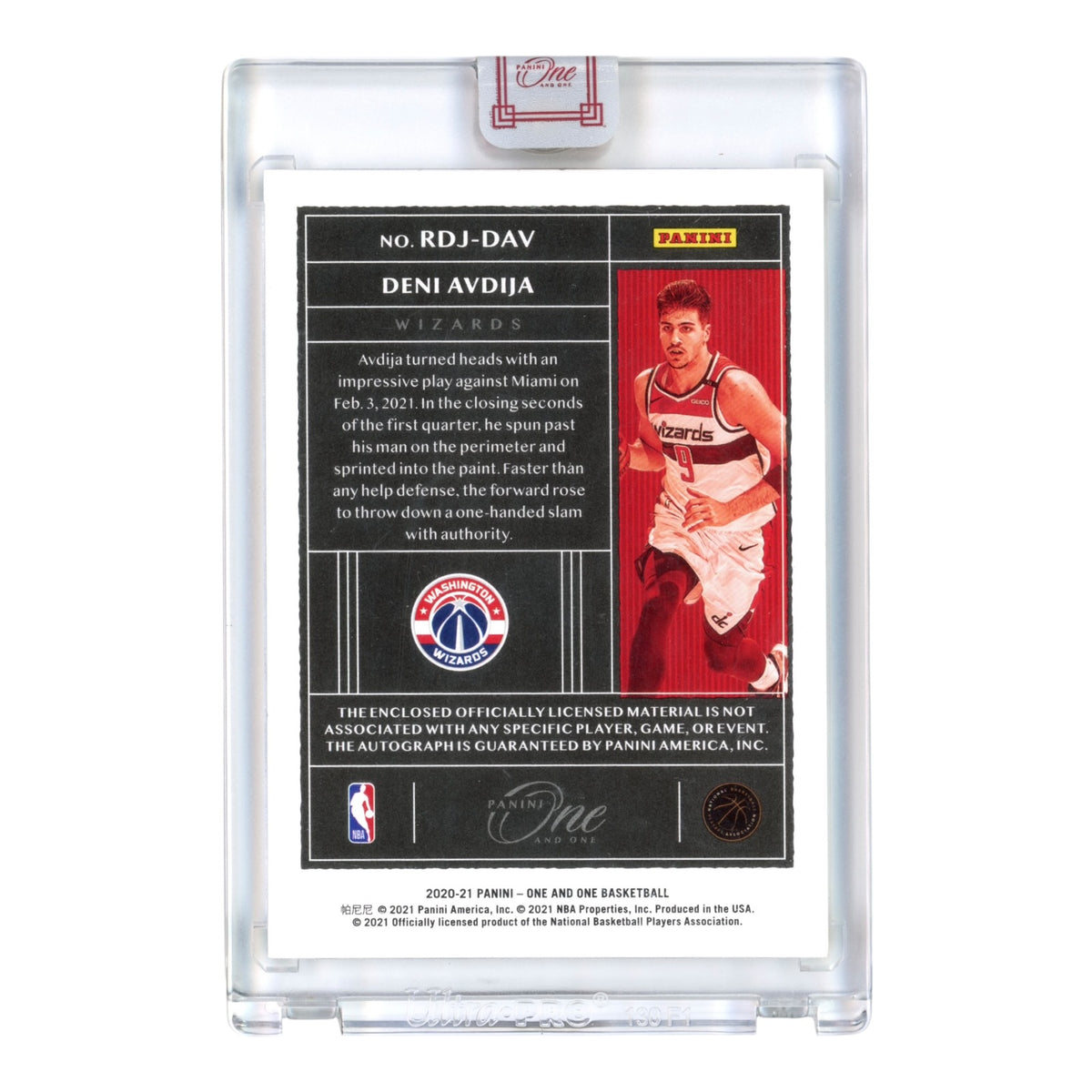 Deni Avdija 2020-21 Panini One & One Rookie Dual Jersey Auto 65/99 #RDJ-DAV