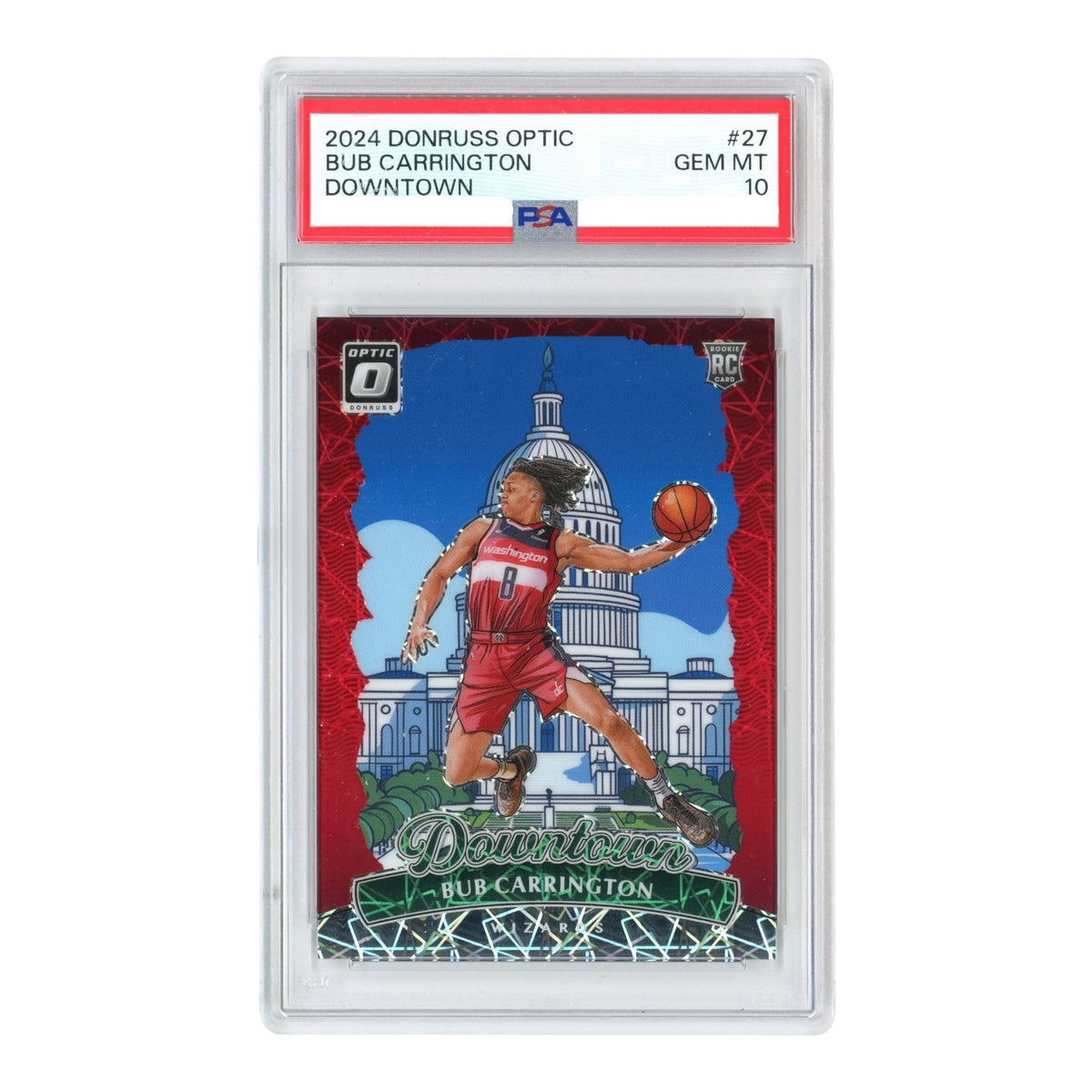 Bub Carrington 2024 Panini Donruss Optic Downtown Rookie RC #27 PSA 10