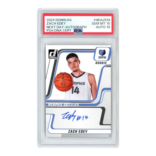 Zach Edey 2024 Panini Donruss Next Day Auto Rookie RC #NDAZEM PSA 10 Auto 10