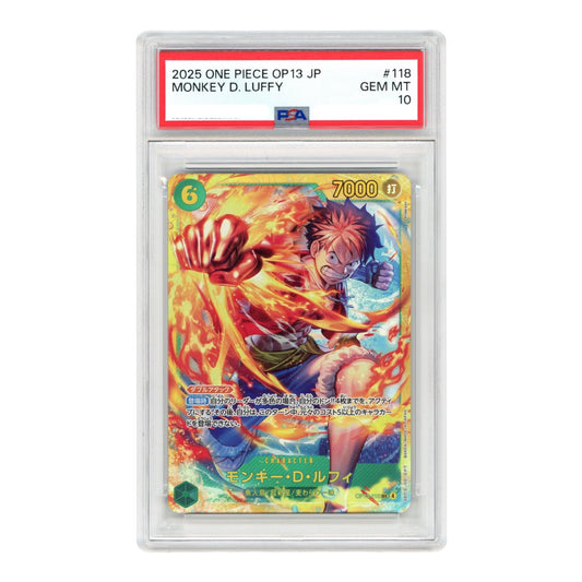 Monkey D. Luffy 2025 One Piece Japanese OP13 #118 PSA 10