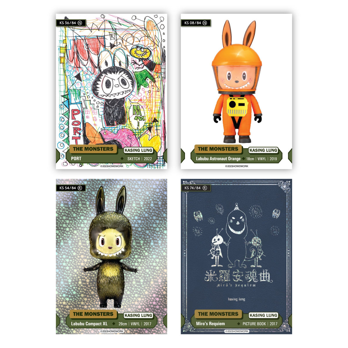Set of 84 Labubu How2work The Monster Series 2 Base Set KS 01-84