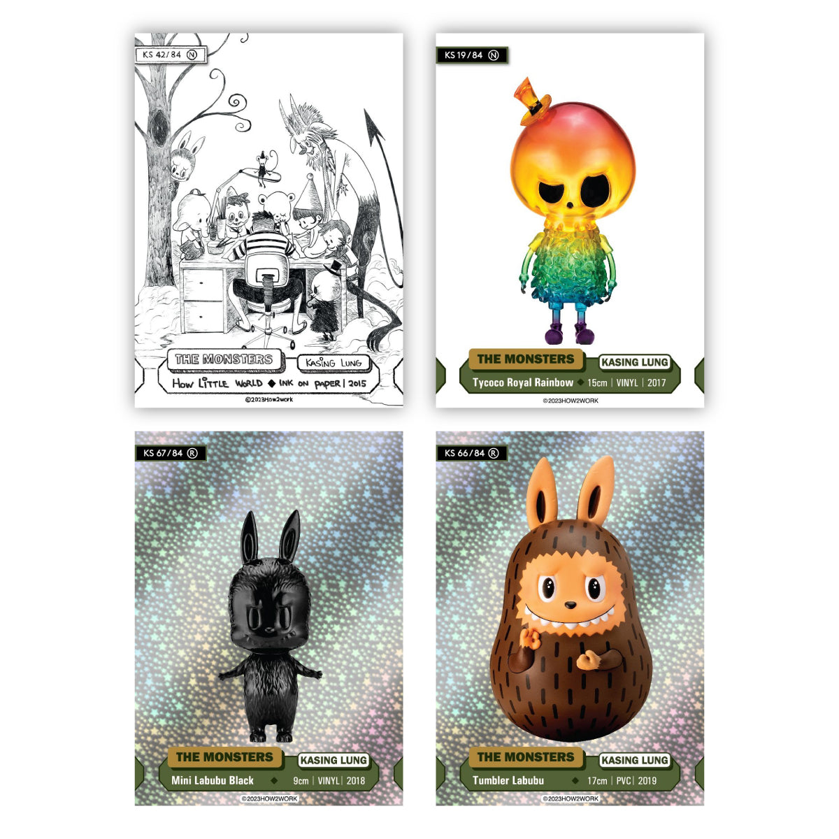 Set of 84 Labubu How2work The Monster Series 2 Base Set KS 01-84